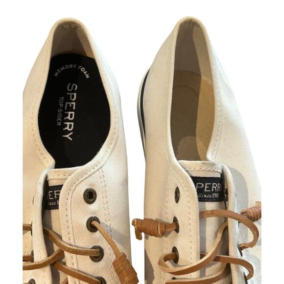 Sperry Top Sider Seacoast Women’s Size 8.5M White Canvas Boat Shoes - Picture 2 of 7